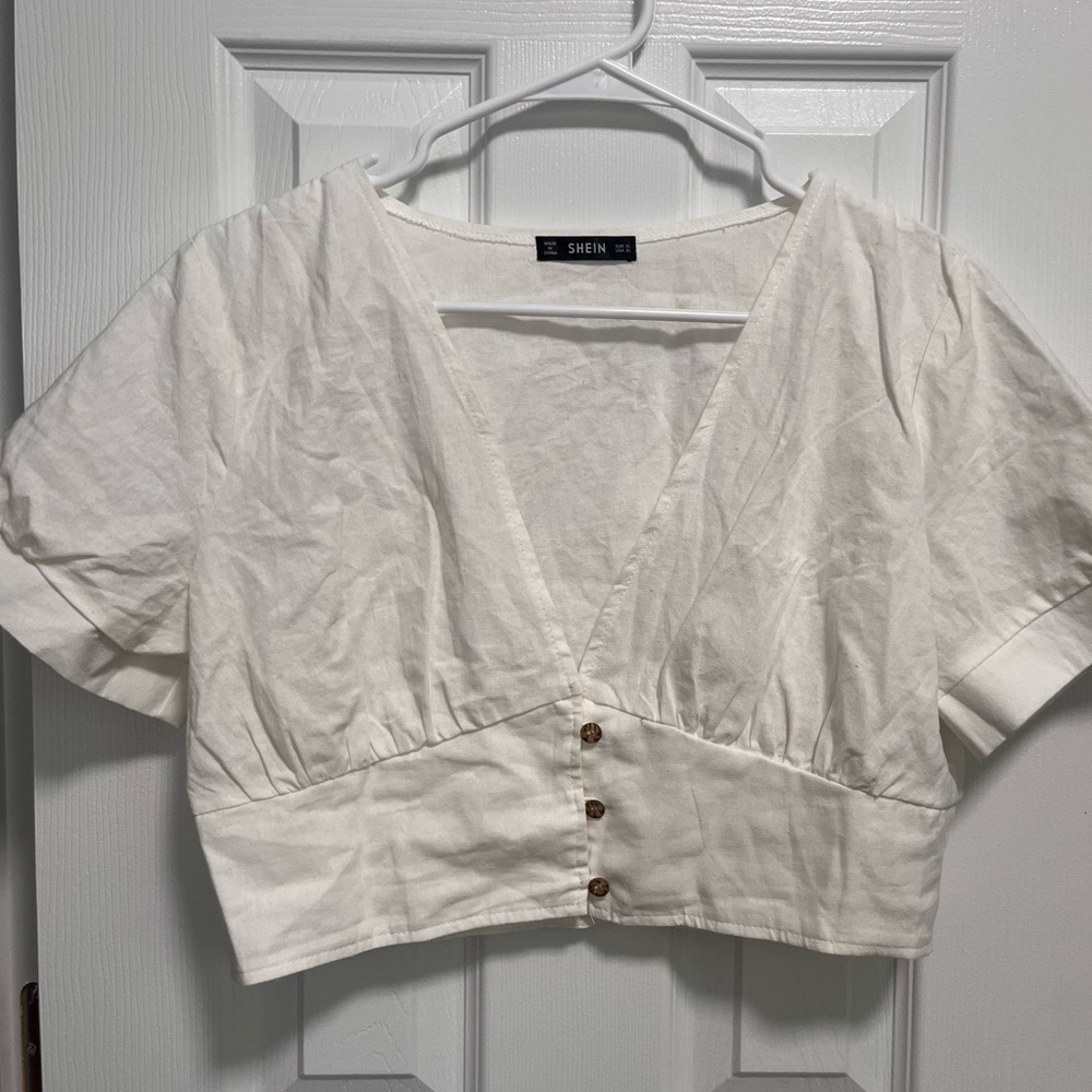 White cropped top